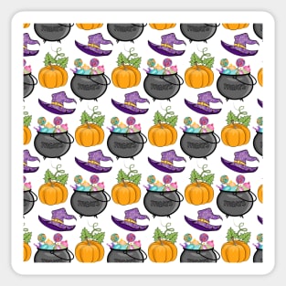 Halloween Pattern With Pumpkin Witch Hat Sticker